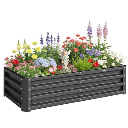 Outsunny 4' x 2' x 1' Galvanized Raised Garden Bed, Gray - color: Gray, size: 4' x 2' x 1'