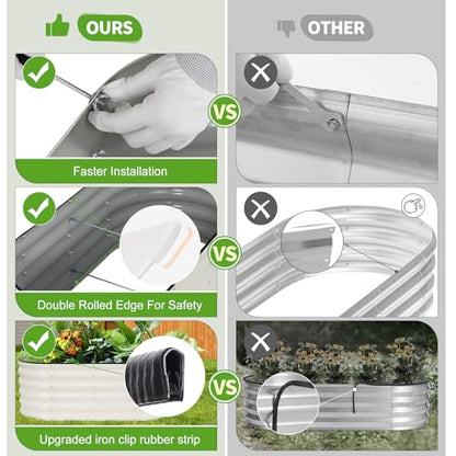 Galvanized Raised Garden Bed - 2 Pcs 4x2x1.4FT Planter Box, White - color: White, size: 4x2x1.4ft