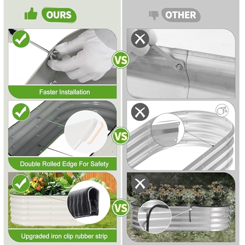Galvanized Raised Garden Bed - 2 Pcs 4x2x1.4FT Planter Box, White - color: White, size: 4x2x1.4ft