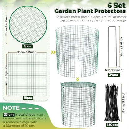Hiboom 6 Pack Garden Plant Protectors from Animals with Stakes, 16 * 13 in