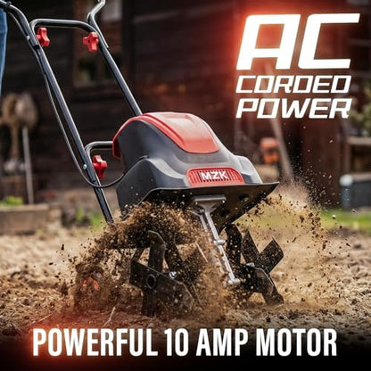 MZK 12-Inch 10.5A Electric Tiller Cultivator,Garden Rototiller 8-Inch Depth - size: 12inch