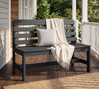 SERWALL Armless Outdoor Bench, All Weather HDPE Porch Bench, 1 Pack, Grey - color: Grey