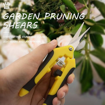 3Pcs Stainless Steel Garden Pruning Shears for Plants (Yellow) - color: Yellow