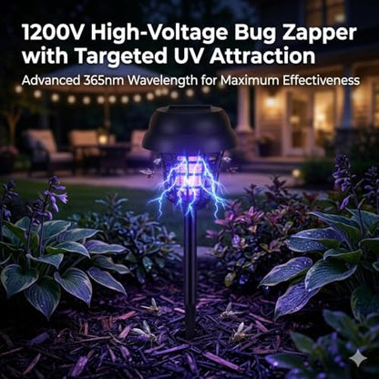 Solar Bug Zapper Outdoor Mosquito Trap for Moths,Gnats,Flies,Flying Insect