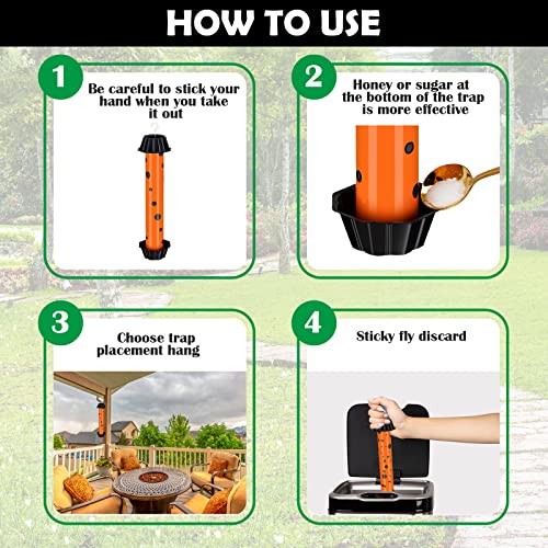Qualirey 12 Pcs Sticky Fly Trap Indoor Outdoor with Hanging Hook - color: Orange, Black