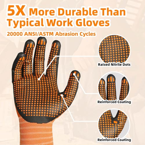 Schwer 3/6/12 Pairs Safety Work Gloves, MicroDot Abrasion & Grip, LT5619, S - size: Small