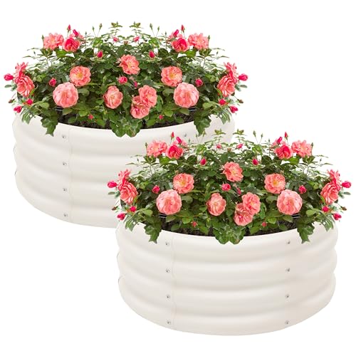 Besebay 2-Pack 2x1ft Galvanized Raised Garden Bed, Outdoor Planter Bed, - color: Milky White, size: 2x2x1ft-2Pcs