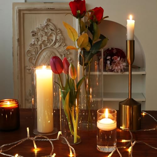 Fixwal 24 Pack Clear Glass Cylinder Vases, 4, 6, 8, 10 Inch Tall - size: 24pcs