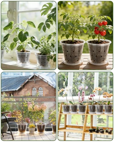 10 Pack 7 Inch Orchid Pot , Deeper&Thicker Plastic Orchid Pots with Holes - size: 10 Pack - 7 Inch