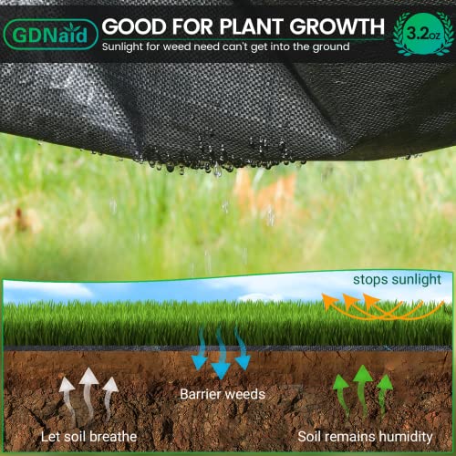 3ftx100ft Weed Barrier Landscape Fabric Heavy Duty, 3.2oz Weed Barrier Fabric, Easy Setup Woven Garden Landscaping Fabric - size: 3.2oz-3x100ft