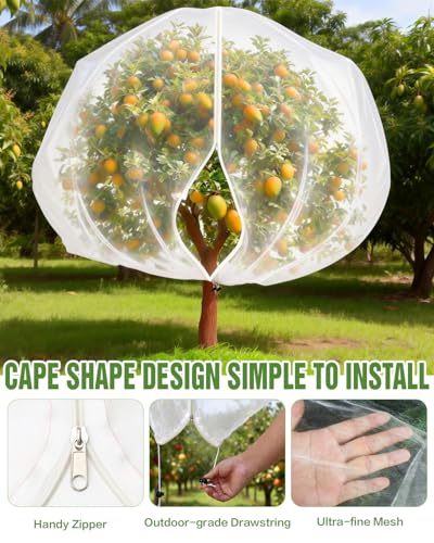 2 Packs 10x10FT Fruit Tree Netting with Zipper, 60-Mesh PE Pest Barrier - size: 10 * 10FT