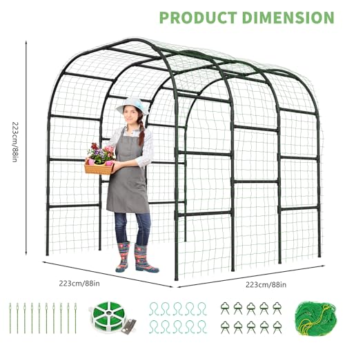 DoCred 88"H x 88"L Garden Arch Trellis, Garden Archway for Climbing Plants - size: 88''H x 88''L x 88''W