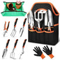 9-Piece Garden Tools Set Heavy Duty Stainless Steel with Tote Bag