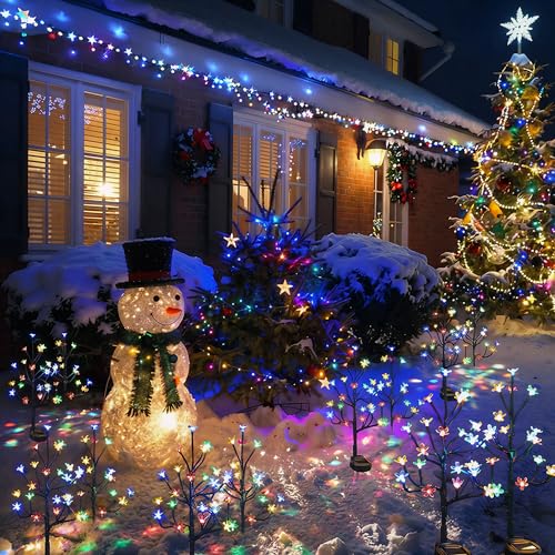4 Pack Solar Lights Outdoor Waterproof, Garden Lights Solar Flowers - color: Multicolor Cherry 4Pack