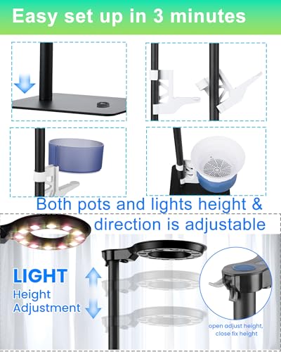 Indoor Plant Hydroponics Growing System Tower Kit with Grow Light (Large) - size: 20 inch