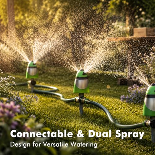 RESTMO 2-Pattern Lawn Sprinklers for Yard with Zinc Alloy Spike Base