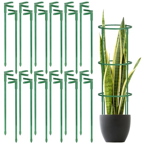 24 Pcs Plant Support Stakes, Half Round Plant Support for Indoor Plants, Stackable Garden Flower Support, Plant Stakes for Tomato, Monstera, Peony, Hydrangea Climbing Plants (6.2 "Wide X 11.6" High) - color: Green-24