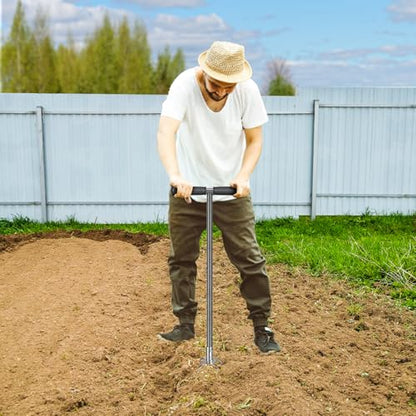 Dolibest Manual Twist Tiller, All-Steel Garden Claw Cultivator with 4 Curved Claws and Soft Rubber Handle, Hand Tiller Garden Claw for Gardening Bed and Plant Box (39'') - color: Manual Twist Tiller with T-Shape 2