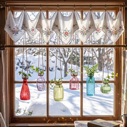 6 Pcs Stained Glass Hanging Propagation Vases, Bright - color: Saturation Colorful Series