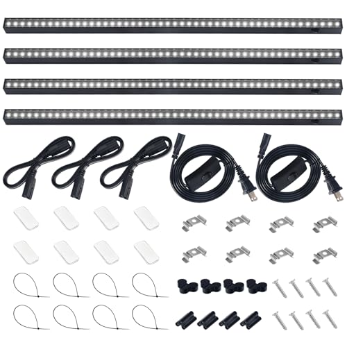 Barrina T5 Grow Lights for Indoor Plants, 2FT 5000K Full Spectrum, 4 Packs - color: White, size: 2FT-Black Cover