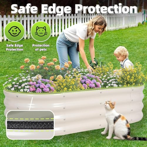 G GOOD GAIN 2Pcs Raised Garden Beds Galvanized, Planter Boxes Kit, White - color: White, size: 4×2×1ft (2 Pack)