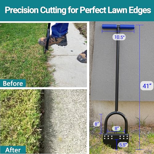 One-Piece 41in Manual Edger Lawn Tool with Spring Steel Blade - size: 41" One-piece