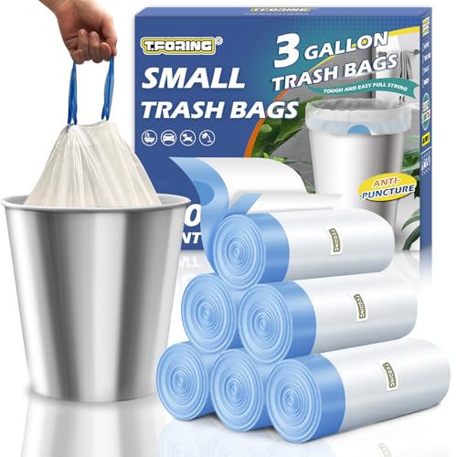 Small 3 Gallon Trash Bags Drawstring,0.96 Mil,Unscented,120 Count - color: 3gal-120