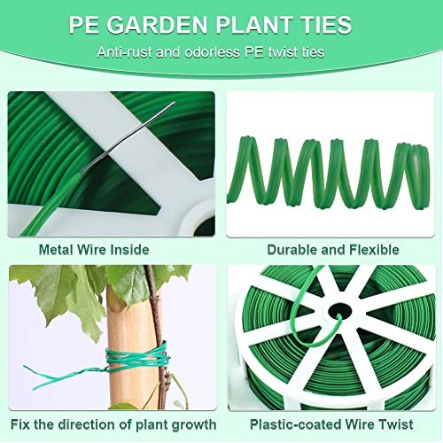 Shintop 328 Feet Garden Plant Twist Tie with Cutter for Gardening, Home, Office (Green) - color: green