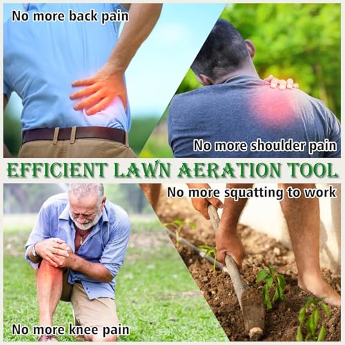 JouZYA Updated Lawn Aerator Tool with Soil Core Collection Tray, 4 Tines