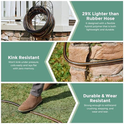 Giraffe Hybrid Garden Hose 5/8" x 25ft, Custom Length, NO Kink, Flexible, Leakproof Hose with Male to Female Fittings, 600 Burst PSI (Pack of 2) - size: 25FT Male Female (Pack of 2)