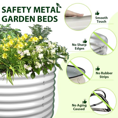 Anleolife 6x3x2ft Oval Deep Root Raised Garden Bed, Antique White - color: Oval White, size: 6×3×2ft Tall