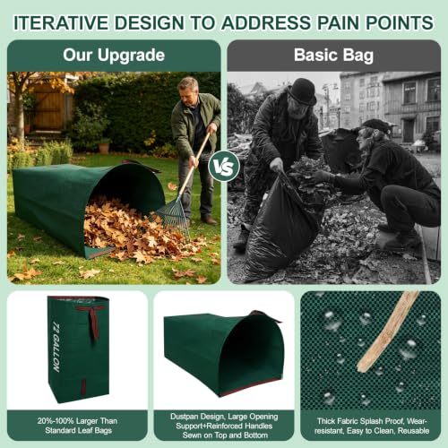 1 Pack 72 Gallon Reusable Yard Waste Bag + 1 Pair of Leaf Scoops