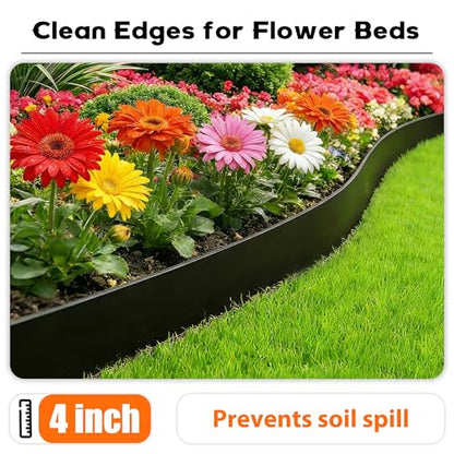4 inch Tall Landscape Edging Kit 120FT Garden Edging with 210 Spikes for Lawn Edging and Flower Beds (Black, 120FT) - size: 120FT Kit
