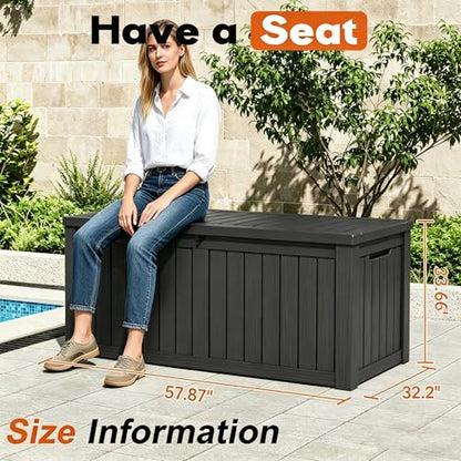 Outdoor Deck Storage Box,Waterproof Balck,260 Gallon - color: Striped Black, style: 260 Gallon