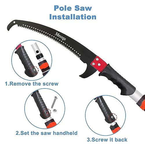 Pole Saw for Tree Trimming, Telescopic Manual Pruning Saw with Case