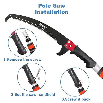 Pole Saw for Tree Trimming, Telescopic Manual Pruning Saw with Case