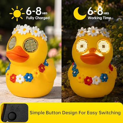 Solar Duck Garden Statue，Outdoor Duck Decor with Solar Moving Led Eyes - style: Garden