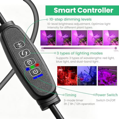 Full Spectrum 4 Heads LED Plant Grow Light for Indoor Plants - size: 4 heads