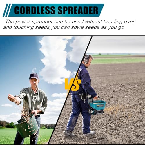 Salt Spreader for Makita 18V LXT Li-ion Battery,Handheld Seed and Fertilizer Power Spreader. Year-Round Coverage for Grass Seeds, Rock Salt, ice melt Seasons（Tool only）