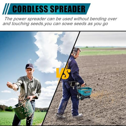 Salt Spreader for Makita 18V LXT Li-ion Battery,Handheld Seed and Fertilizer Power Spreader. Year-Round Coverage for Grass Seeds, Rock Salt, ice melt Seasons（Tool only）