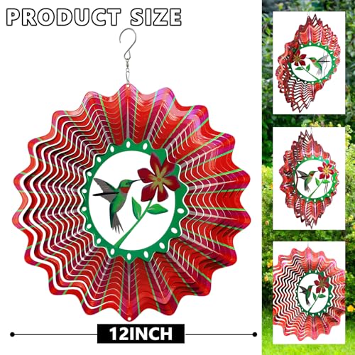 Ruby-Throated Bird Wind Spinner, Hummingbird Wind Spinners - color: Ruby-throated Hummingbird
