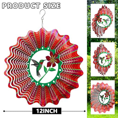 Ruby-Throated Bird Wind Spinner, Hummingbird Wind Spinners - color: Ruby-throated Hummingbird