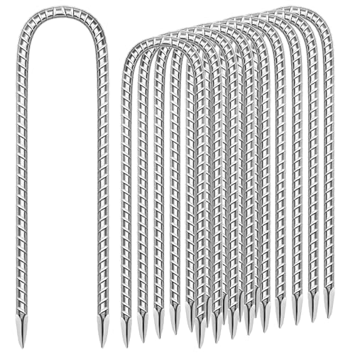 11 Pack Ground Garden Rebar Stakes Rebar 12 Inch Anti-Rust Galvanized Steel U Shape Hook Heavy Duty Ground Anchors for Tents, Position Kits,Fences, and Trampolines Landscape Fabric - color: U-12'' 6mm 11pcs SL