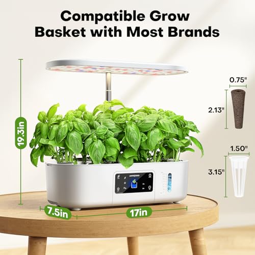 Ahopegarden Hydroponics Growing System: 12 Pods with Touch Control Panel - color: Ivory White