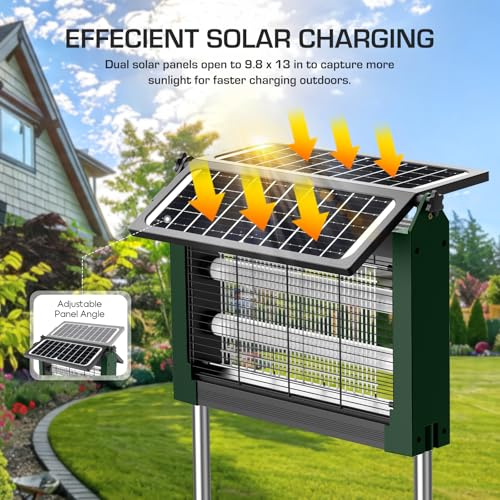 Solar Bug Zapper Outdoor with Dual Solar Panels, 4500V Mosquito Zapper - color: Green