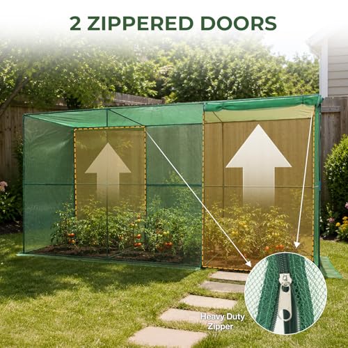 Aoodor 12x4x6 FT Crop Cage for Garden - size: 12x4x6 FT