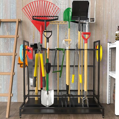 VGMiu Garden Tool Organizer for Garage,Yard Tool Rack Black