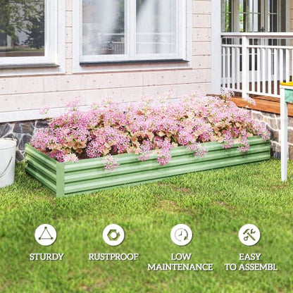 Outsunny 8' x 3' x 1' Galvanized Raised Garden Bed, Light Green - color: Light Green