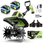 6000mAh Brushless Cordlees Tiller for Gardening,9" Width 7" Depth