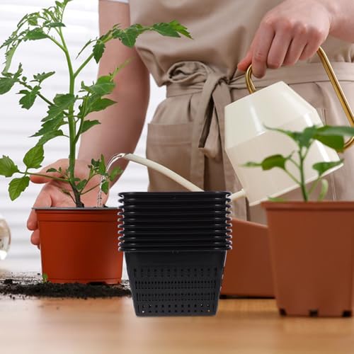 20pcs Square Net Pots for Hydroponics - 7. 1in Heavy Duty Slotted Mesh Net Cups for Dwc System Large Plastic Orchid Pots with Holes - Black Wide Lip Bucket Insert - color: 20pcs